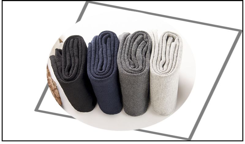 Herfst en nieuwe heren katoenen hoog geborstelde effen kleur warme lange winter dikke badstof sokken groothandel_voghion.com