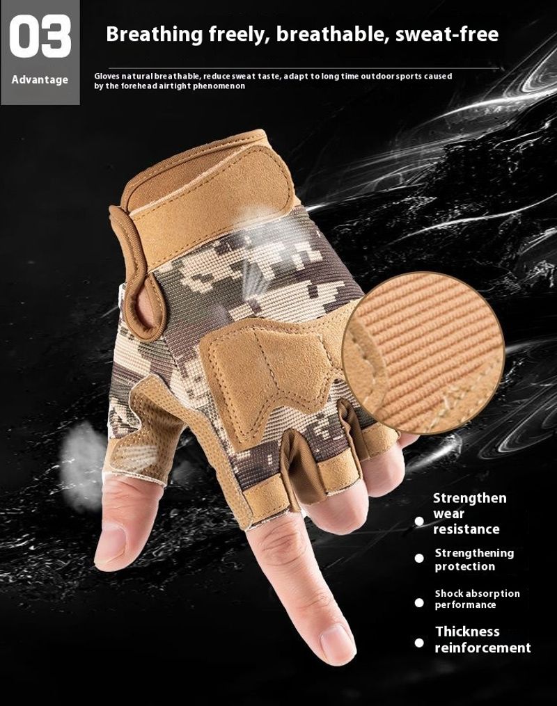 Sporthandschuesch, hallef Fanger, rutschfest, schneidfest a verschleißbeständeg, Militärtraining_voghion.com