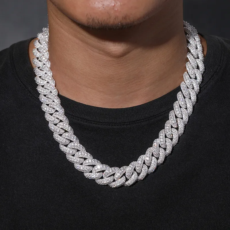 Collana di gioielli in zircone 5A ghiacciata, bracciale da uomo, catena a maglie cubane in rame, larghezza 18 mm_voghion.com