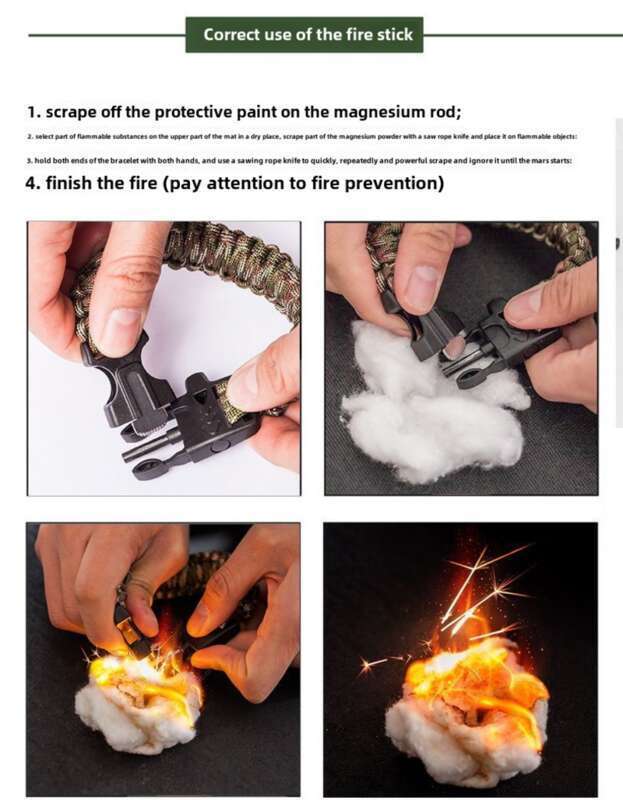 Multi - Functional Outdoor Adventure Bracelet: Umbrella Rope, Flint, Compass, Thermometer, Watch_voghion.com