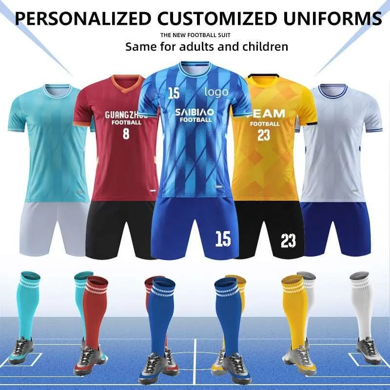 Customize New Jerseys Adults Kids Football Uniforms Shirts Team Futsal Sportswear Kit Training Tracksuit Child Sports_voghion.com