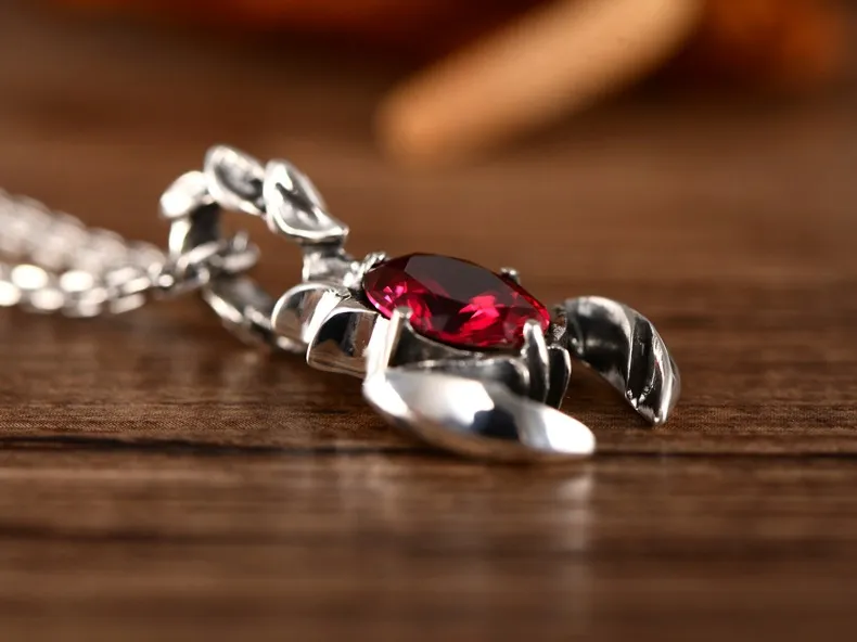 Catene Nero Argento Gioielli All'ingrosso Sterling Retro Scorpione Scorpione Strass Ciondolo Regali_voghion.com