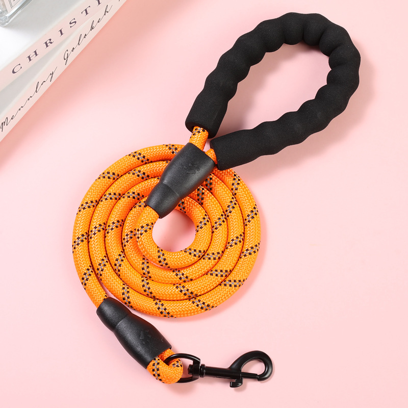 Guinzaglio per cani con catena rotonda riflettente antideflagrante e manico antiscivolo_voghion.com