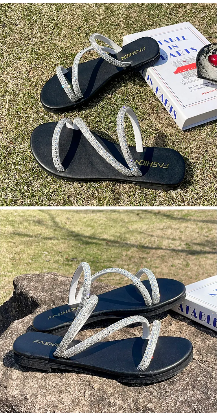 Women's Rhinestone Slippers Soft Bottom Summer Seaside Sandals_voghion.com