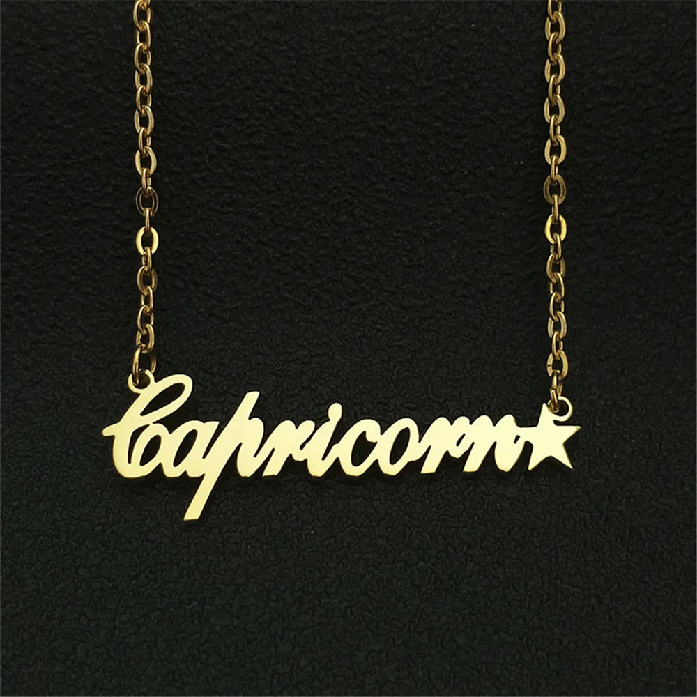 Lot de 10 colliers en acier inoxydable avec 12 constellations pour femme, pendentif signe astrologique, bijoux du zodiaque, ras du cou, étoile_voghion.com