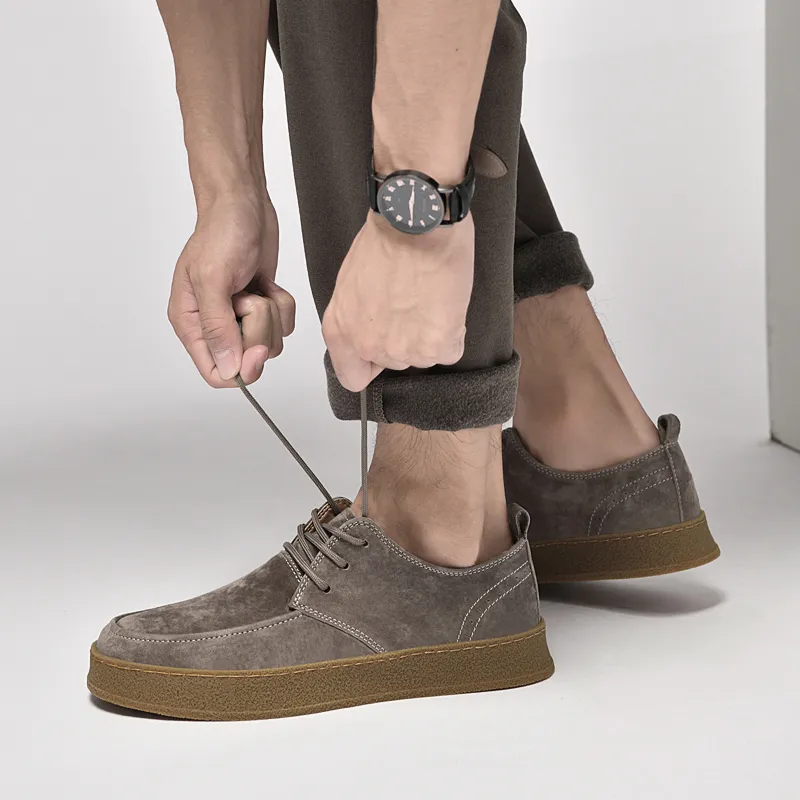 Fashion Vintage Leather Casual British Handmade Toog High Top Round Toe Lace-Up Skate Men Flat  Shoes_voghion.com