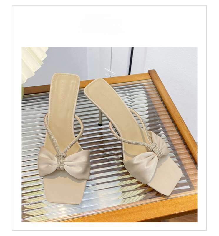 Sandali con cinturino dritto in raso con strass 2025 per donna, nuova punta in gel a farfalla_voghion.com
