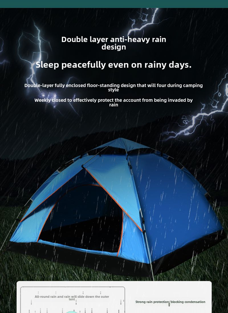 Outdoor Fully automatic two speed 3-4 people wilderness beach camping tents_voghion.com