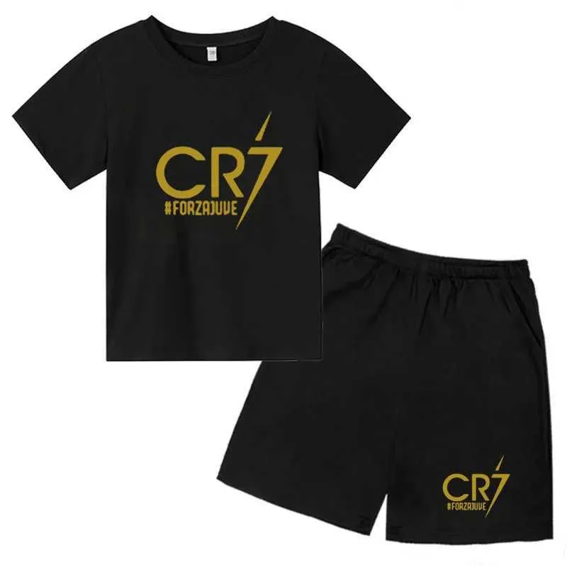 Summer Kid Boy Clothes Set Children Girls Football CR7 Star Printed T-shirts And Shorts 2 Pieces Suit Topm Bottom_voghion.com