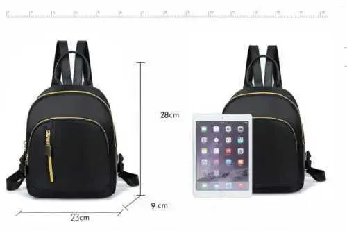 Zaino da scuola in nylon alla moda nero per ragazze adolescenti Mini per ragazze Borsa da viaggio a tracolla Zaino da donna C241011C241011_voghion.com