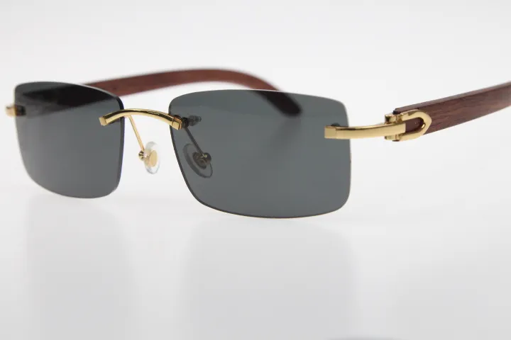 Rimless Wood Frame Men Sunglasses For Driving And Outdoors_voghion.com