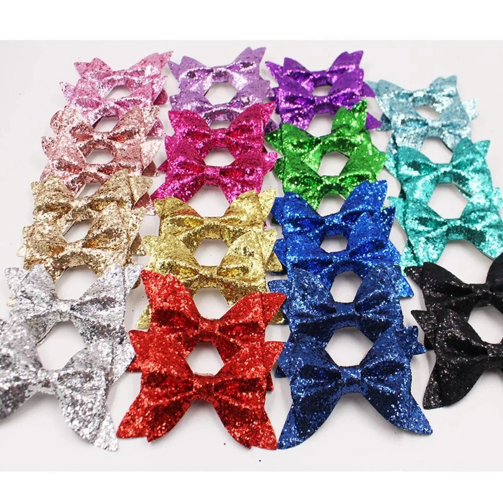 30pcs 4inch Sparkly Glitter Pigtail Bows Alligator Hair Clips For Baby Girls Toddlers Kids Children Teens_voghion.com