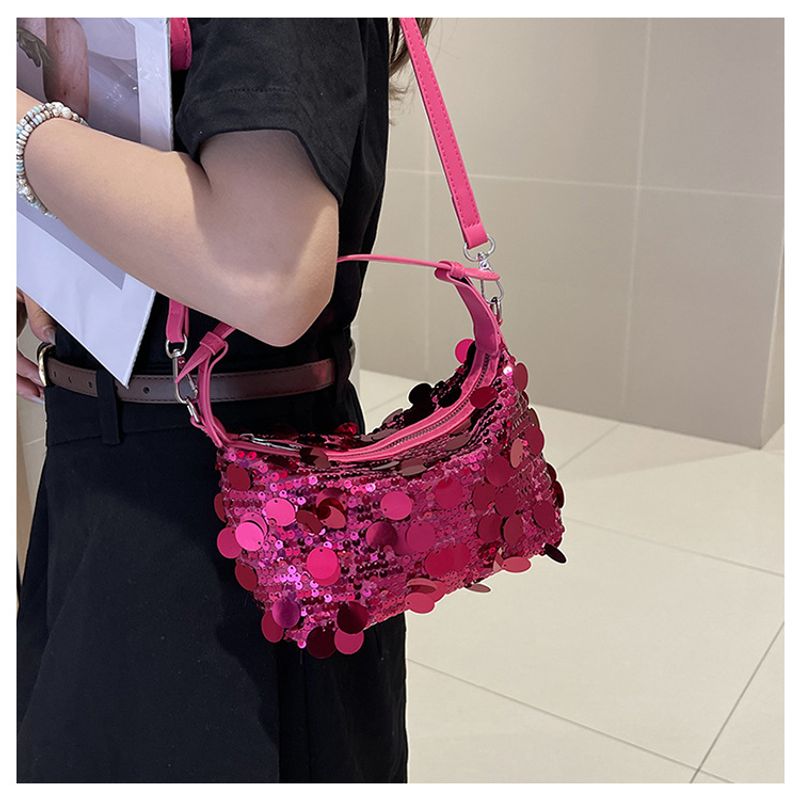 Modische kleine quadratische Tasche Damen im neuen ausländischen Stil 2024 mit Pailletten, Knödeltasche, vielseitige_voghion.com