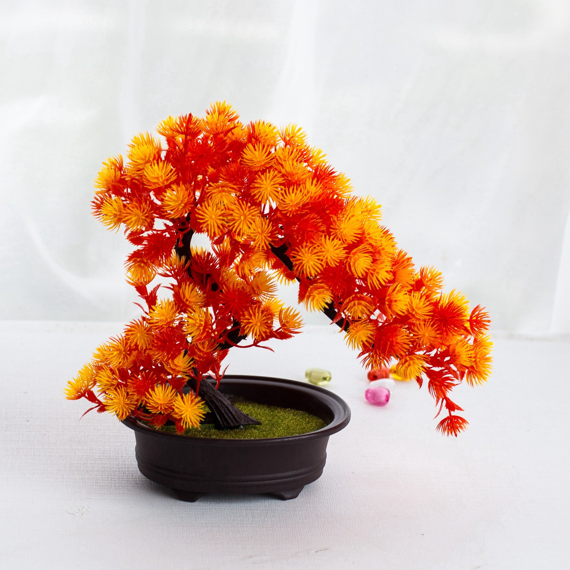 Nuovo fiore artificiale creativo bonsai, piccola pianta verde artificiale in plastica, pianta in vaso, decorazione ornamentale per fiori artificiali_voghion.com