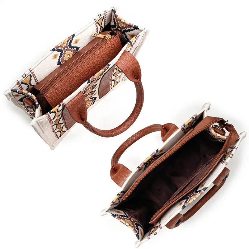 Damen Spot Cross-Border Tote Canvas Umhängetasche Bohemian Aztec Geldbörsen und Handtaschen Damen Geldbörse 240824_voghion.com