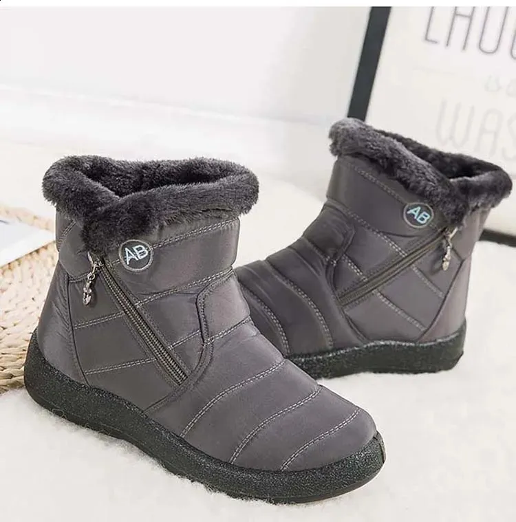 Wasserdichte Damen Schneestiefel Mit Fellfutter Und Reißverschluss_voghion.com