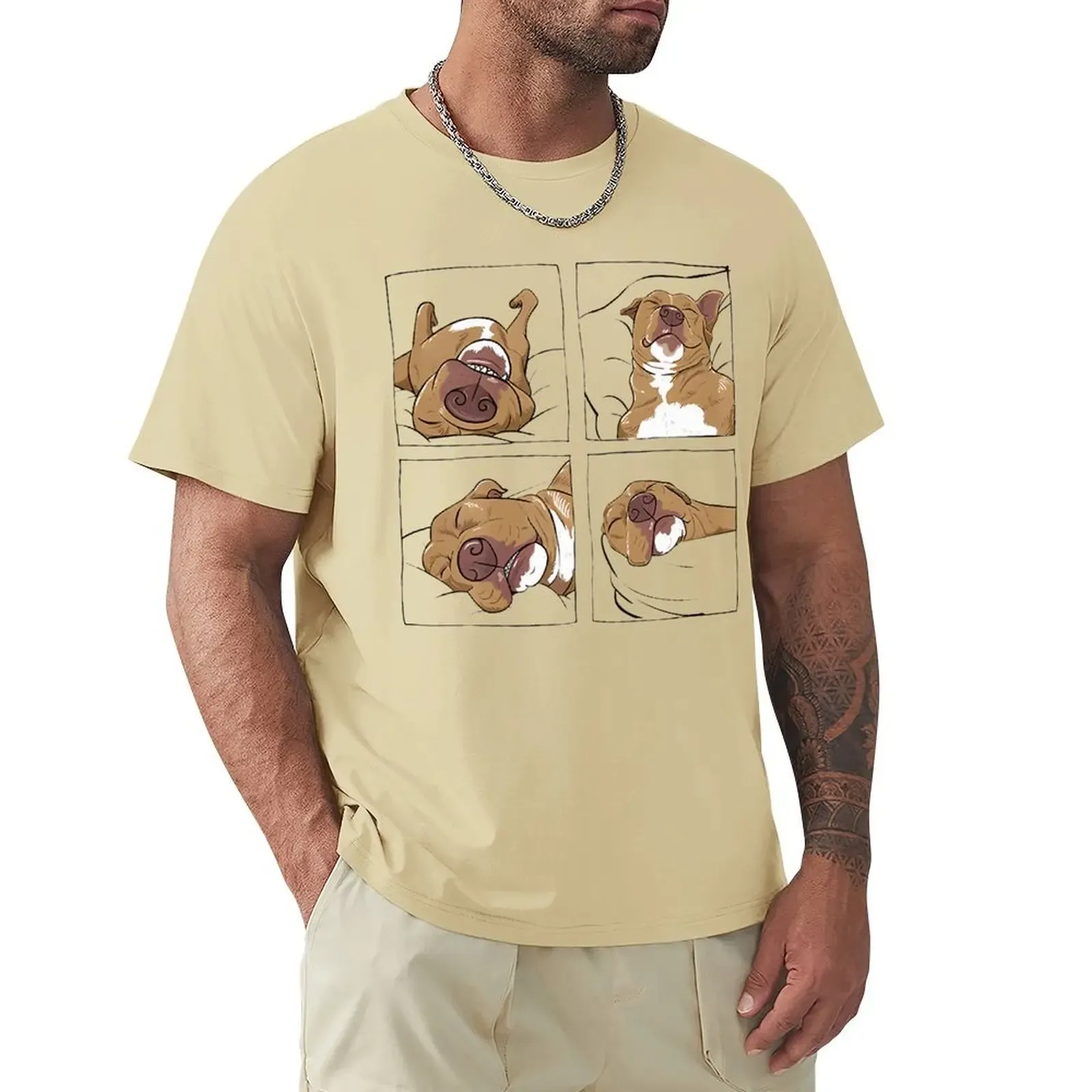 Meeste T-särgid Naljakas Pitbull Lazy koeraarmastuseks Unisex Graafiline Puuvillane Tänavariietus Lühikeste varrukatega Sünnipäevakingitused Vintage_voghion.com