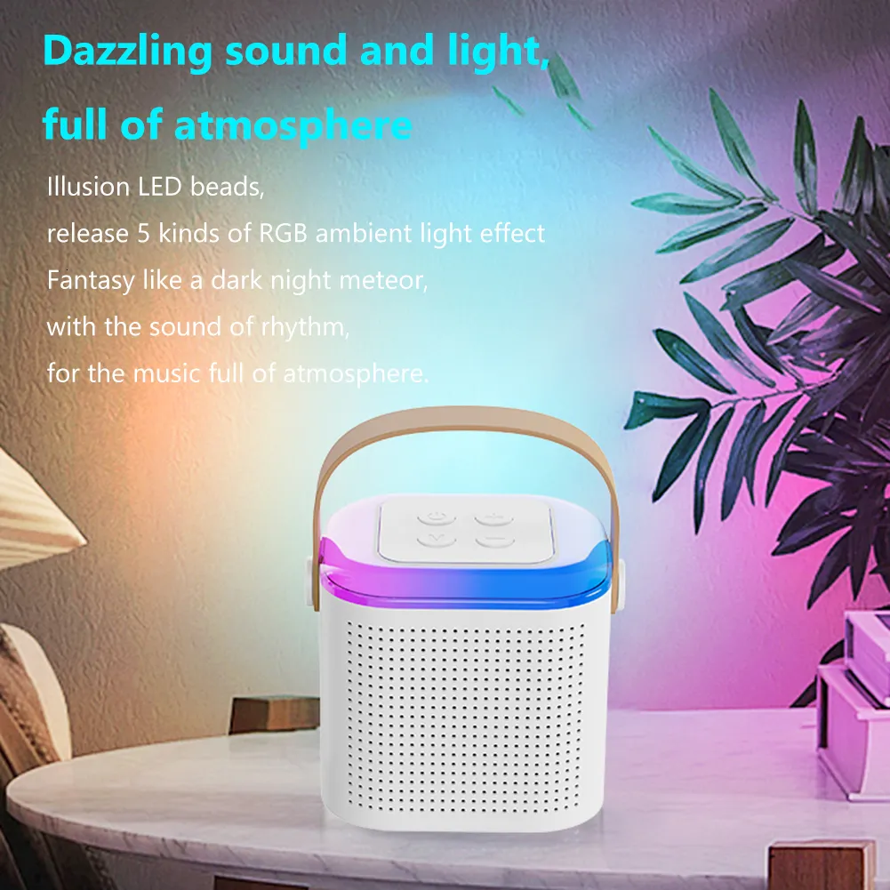 Microphones Y1 Mini Microphone Family Hine Bluetooth-Compatible 5.3 Stereo Sound Singing Karaoke Speaker Support 3.5mm_voghion.com