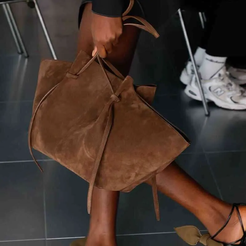 Per le donne Designer Nubuck Pelle Spalla Grande Capacità Aperta Tote Manico Superiore Tracolla Borse E Portafogli_voghion.com