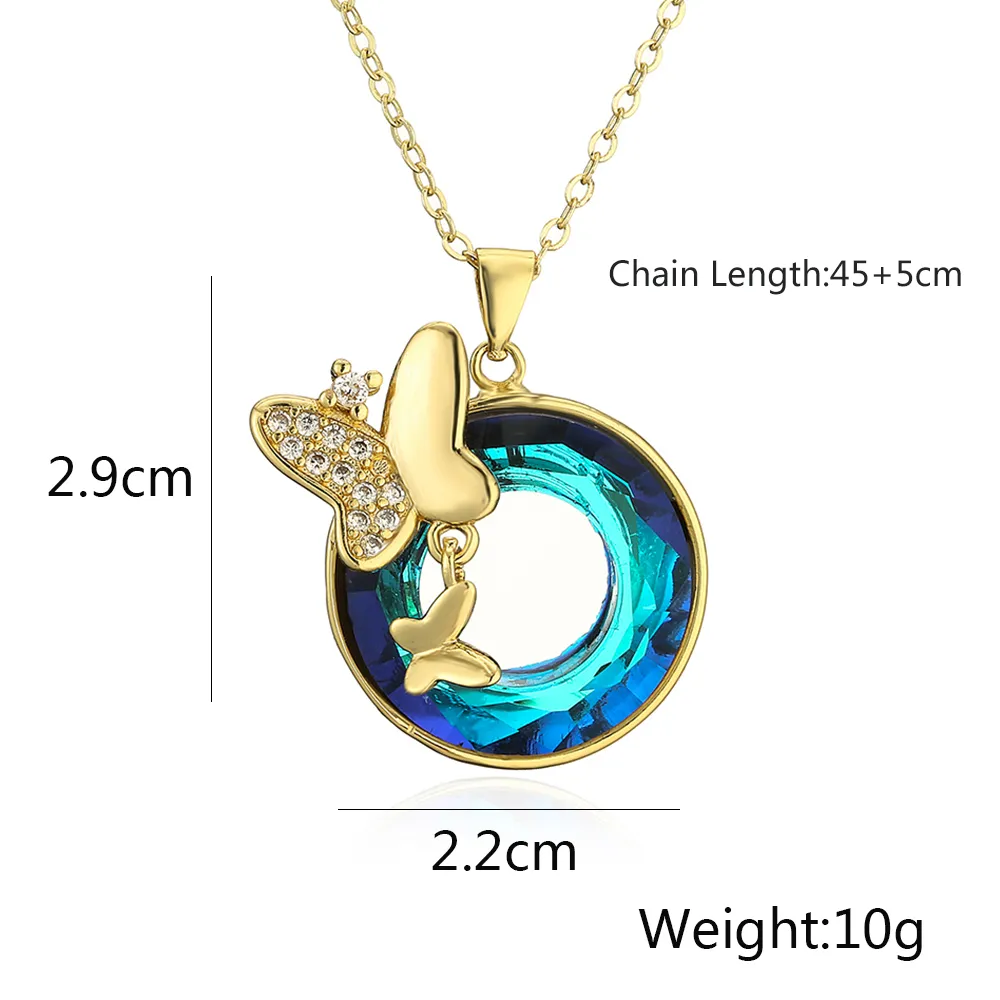 Colliers pendentifs délicats de haute qualité pour femmes/filles, couleur or, papillon avec rangée de pierres CZ, bijoux élégants et bling-bling, cadeau_voghion.com