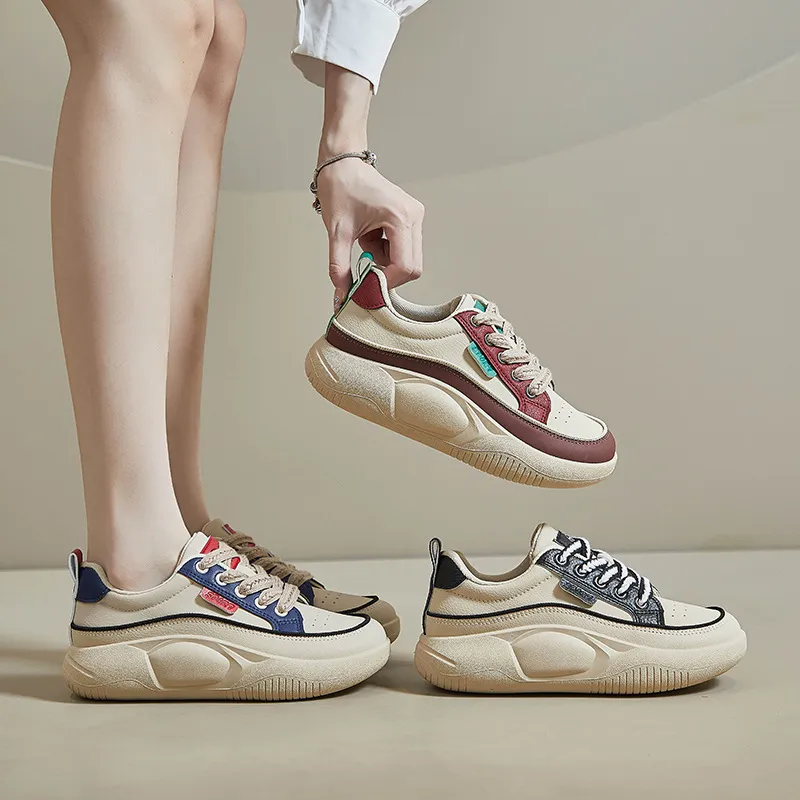 Thick Soled Shallow Low Cut Dad with Mesh for Comfortable Breathability Minimalist and Versatile Casual Board Shoes_voghion.com