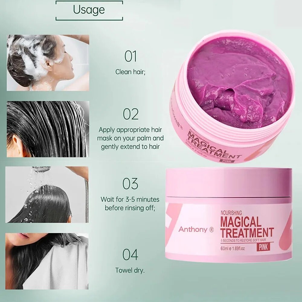 Boutique de soins de beauté Masque magique 5 secondes Réparation à la kératine Dommages Crépus Doux Lisse Brillant Nutrition Sc capillaire professionnel_voghion.com