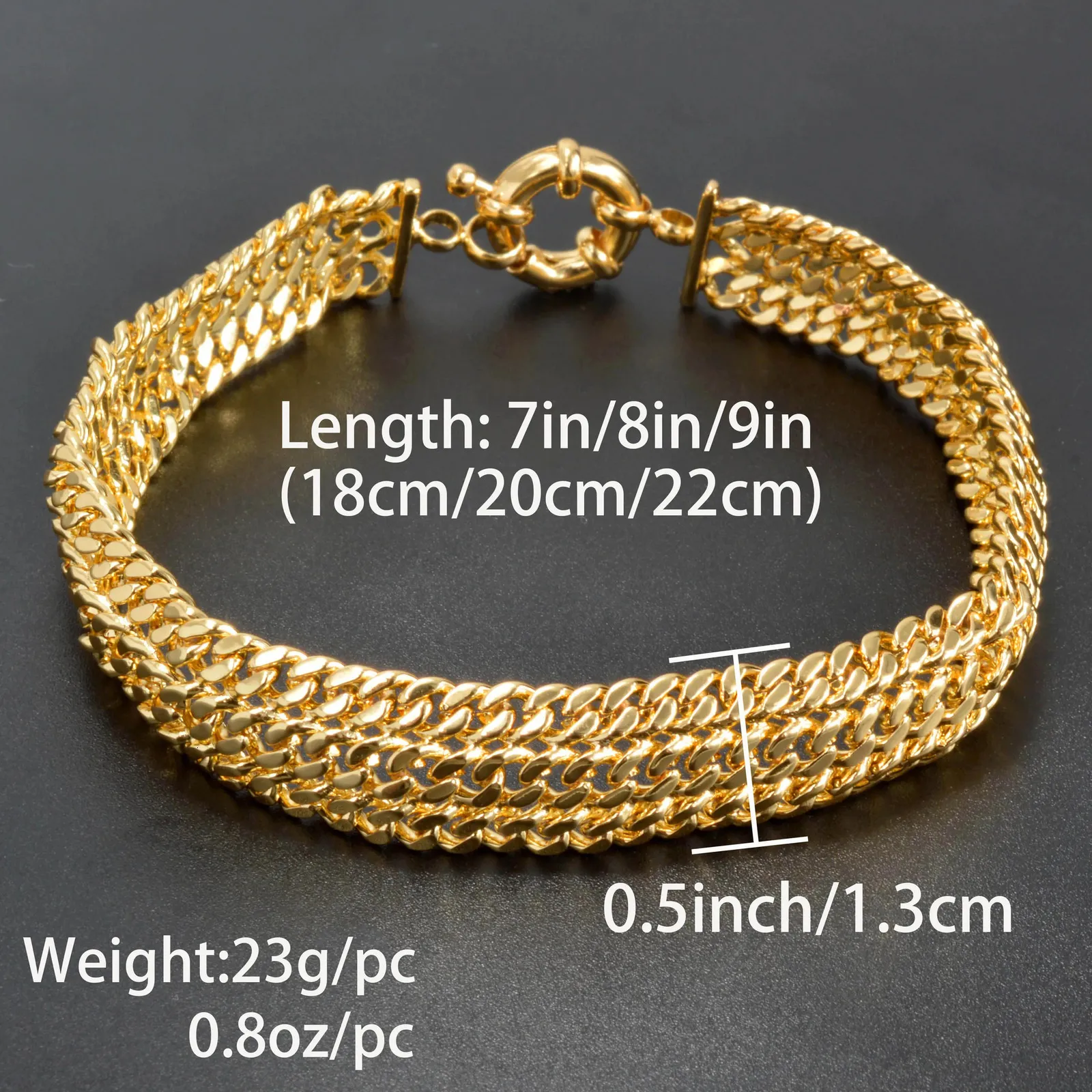 Sunny Jewelry Měděné článkové náramky pro unisex pozlacené náramky Miami Curb Punk klasický řetízek na ruku, dárek_voghion.com