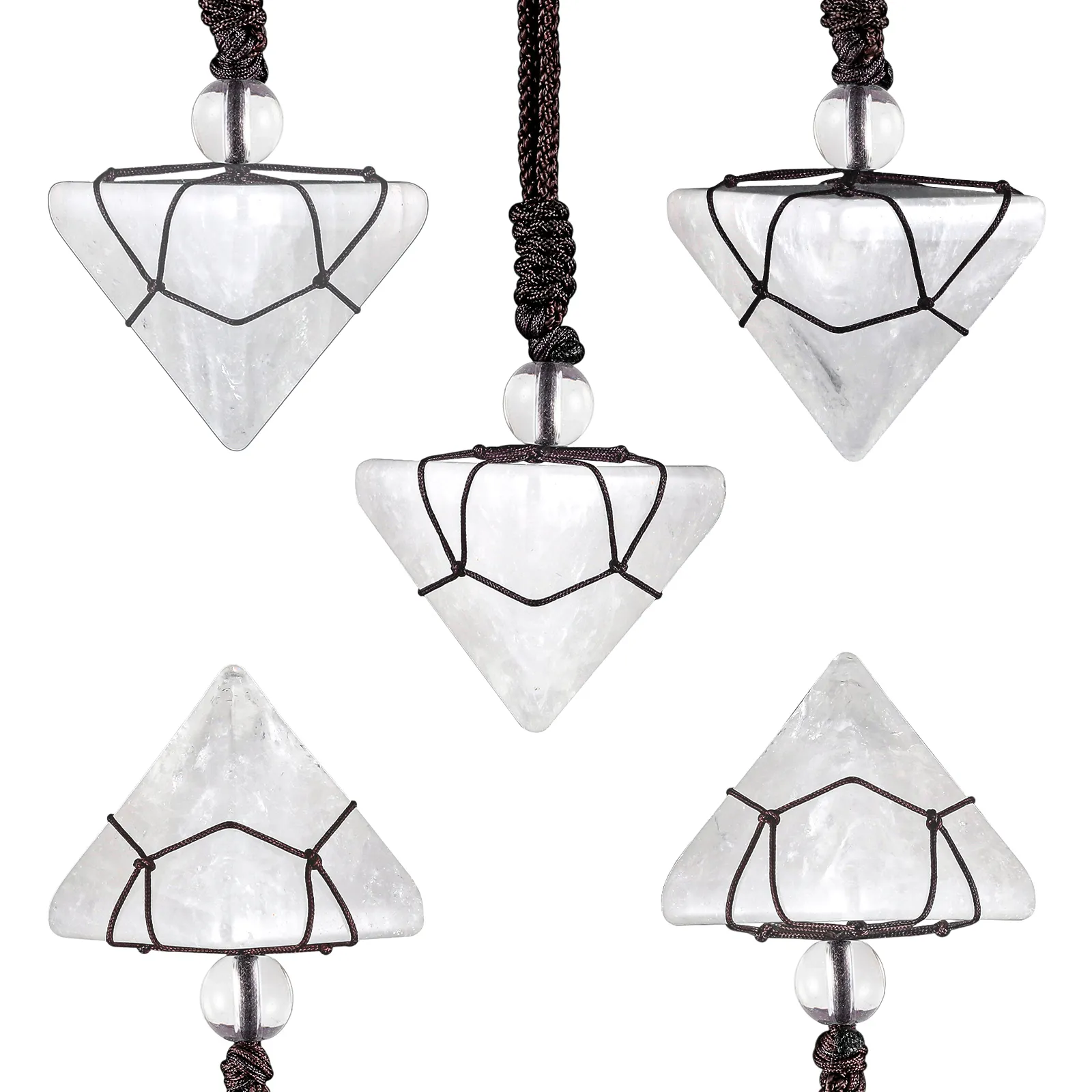 Ogrlice z obeski Healing 7 Chakra Crystal Stone Ogrlica iz naravnih dragih kamnov v obliki piramide z nastavljivo vrvico Ženske Moški_voghion.com