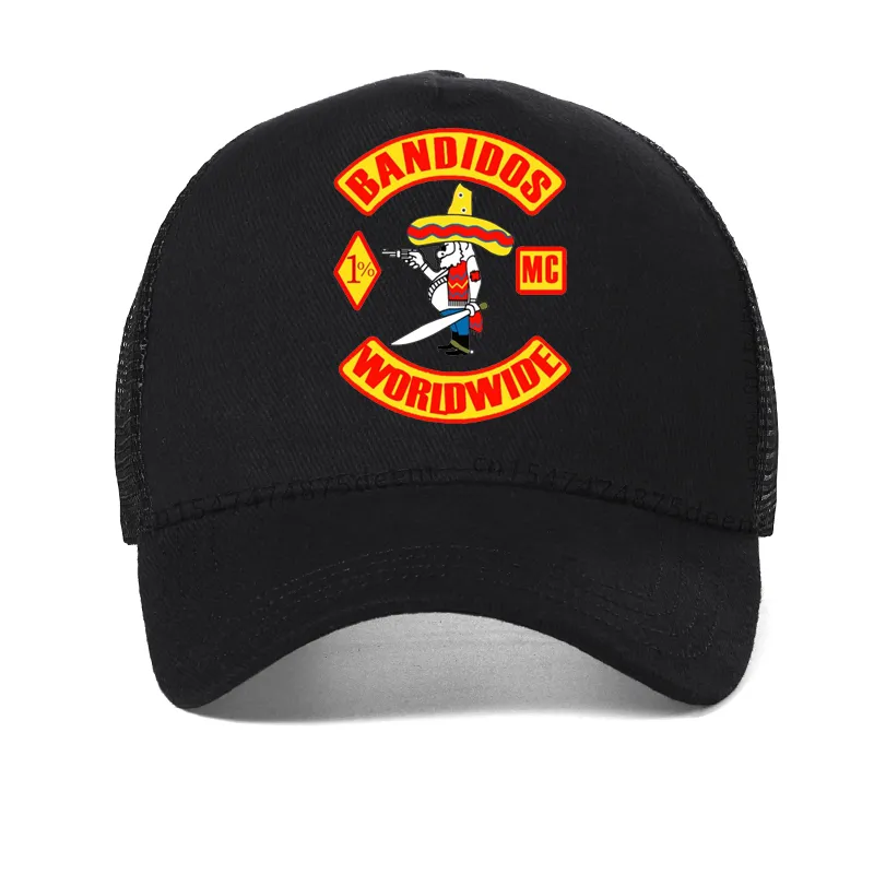 Czapki z daszkiem Bandidos Motorcycle Club Men Baseball Cap Cotton Summer Fashion Mesh Trucker Hat Regulowana Oddychająca_voghion.com