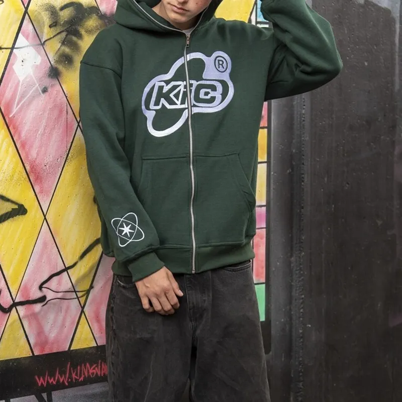 Felpe con cappuccio da uomo Felpe con cappuccio da uomo con lettere a stella stampate Haruku High Street Y2K Streetwear Hip Hop Gothic Zip Up Loose_voghion.com