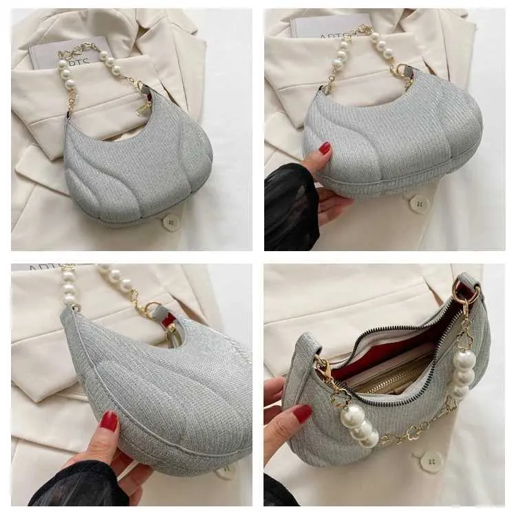Sac à bandoulière simple en cuir PU pour femme avec chaîne en perles pailletées de couleur unie Ba241214_voghion.com