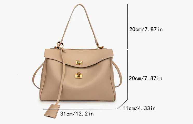 Enkel håndtaske til kvinder i PU-læder med stort håndtag og crossbody-taske til daglig indkøbspose til damer_voghion.com