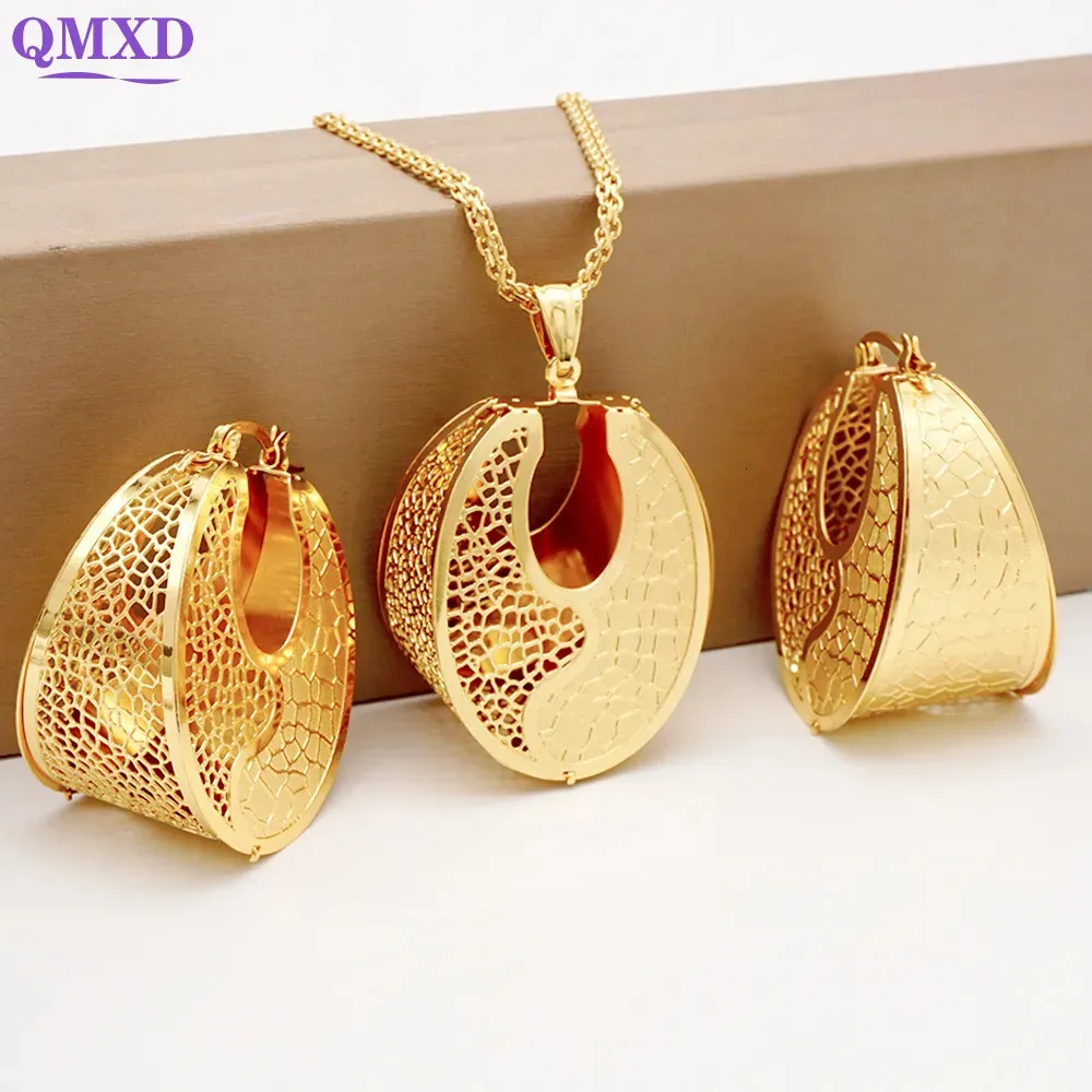 Wedding Jewelry Sets Fashion Dubai Copper Earrings Pendent Necklace For Women Romantic Daily Wear Party Anniversary_voghion.com