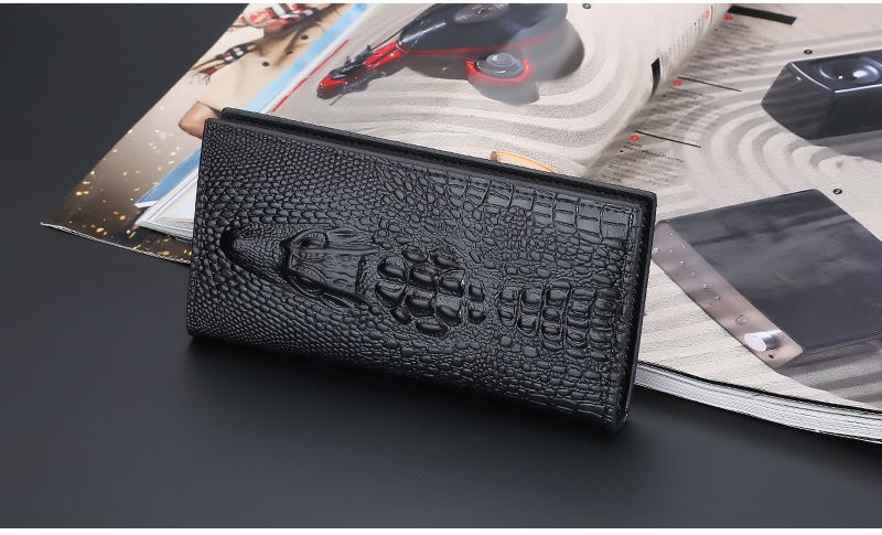 Baellerry Crocodile Head Multi-card Zipper Clutch Business Thin Wallet_voghion.com