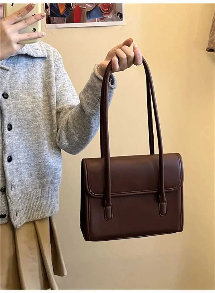 Designer-Tasche, einfarbig, Retro-Textur, Schultertasche, tägliche Erinnerung für Studenten. Hochwertige neue Damenhandtasche aus PU-Leder_voghion.com