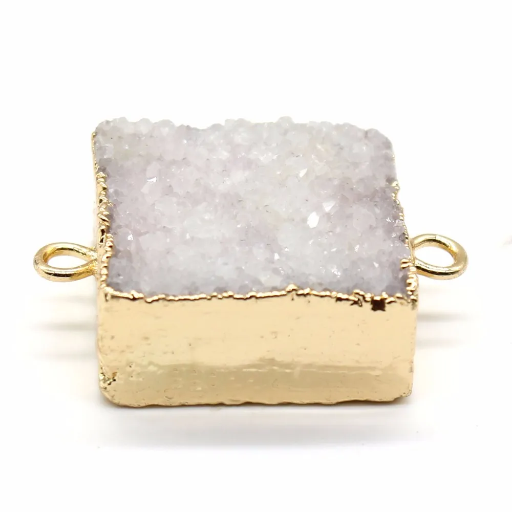 Colliers pendentifs 100-Unique 1 pièce couleur or jaune clair forme irrégulière rectangle cristal teint plusieurs couleurs double_voghion.com