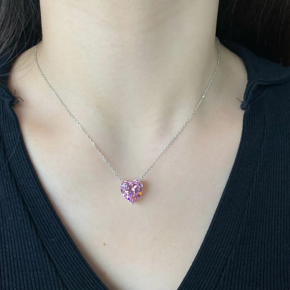 S Sterling Sier Love Heart Designer Necklaces For Women Big Austrian Crystal Charm Sailormoon 3 Carats Stone Hearts_voghion.com