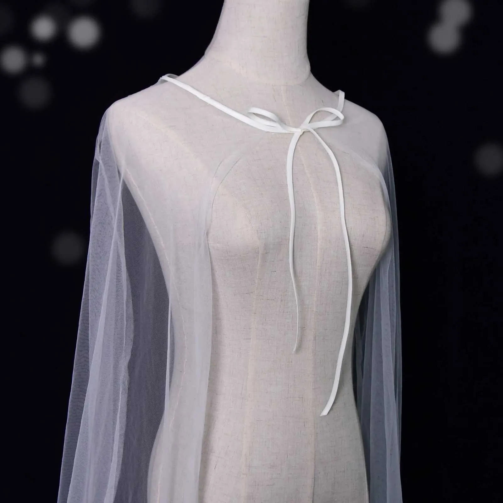 Gioielli per capelli da donna VG16 lungo mantello da cattedrale, velo, giacca, mantello, semplice, bolero, da sposa, morbido, in tulle, scialle, matrimonio_voghion.com
