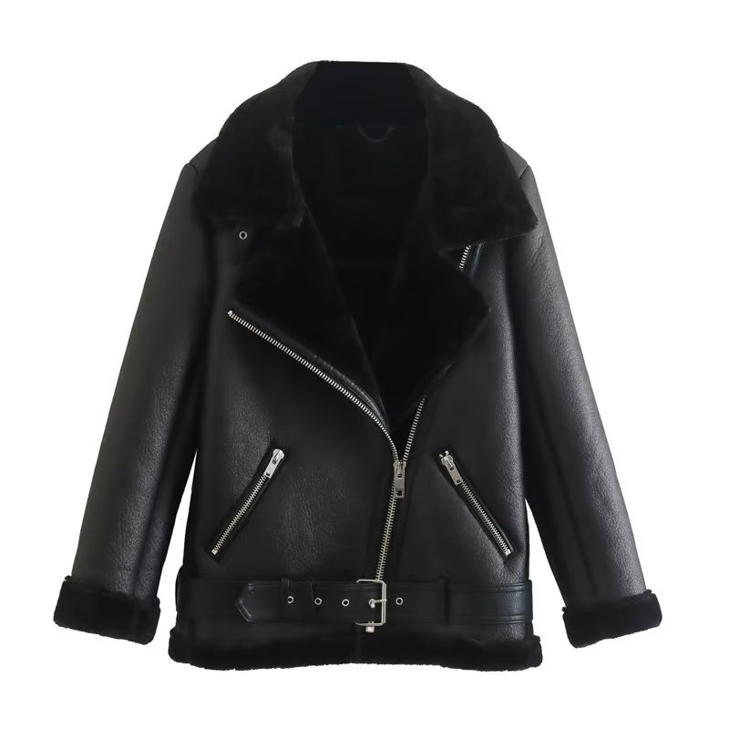 Women's Clothing autumn new women's urban leisure double sided jacket coat fur leather jacket