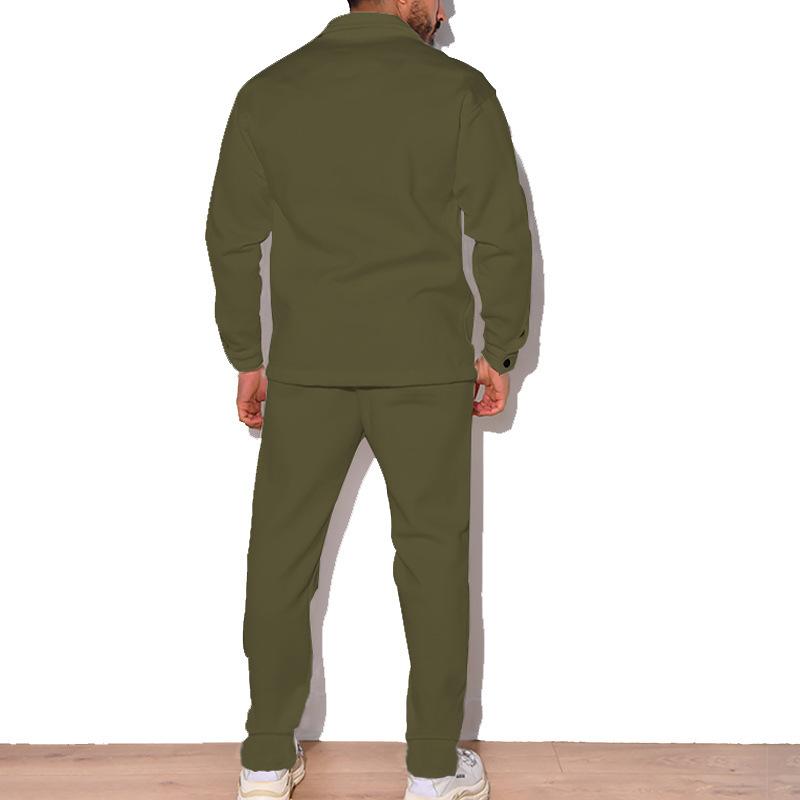 2024 Große Mode Trendy Herren Herbst Knopf Wildleder Casual Jacke Hose 2 Stück Set_voghion.com