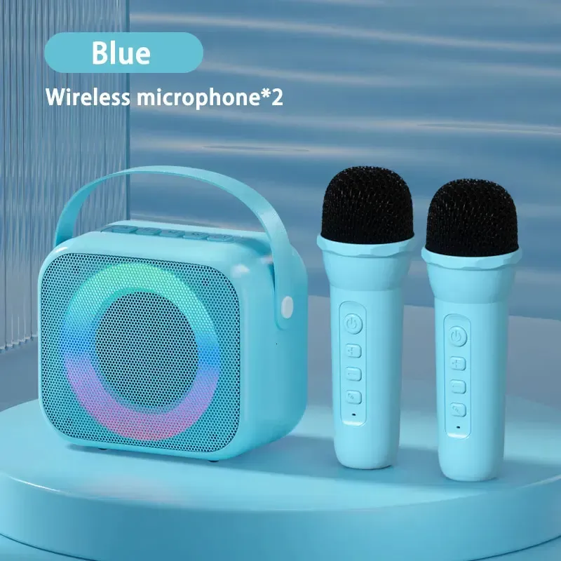 Mikrofone Mini-Karaoke-Hine für Kinder Tragbarer Bluetooth-Lautsprecher mit 1-2 drahtlosen Mikrofonen für 3 4 5 Jahre Geschenke Spielzeug_voghion.com