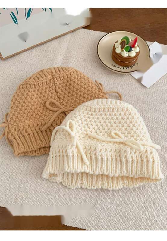 Versione coreana di un simpatico papillon a forma di pescatore per bambini, versatile, dolce atmosfera, viso piccolo, filato lavorato a maglia_voghion.com