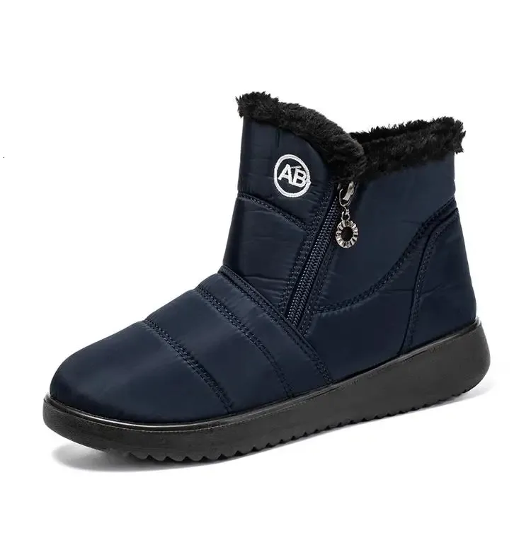 Womens Snow Boots Plush Warm Lightweight Zipper Ankle Boots_voghion.com