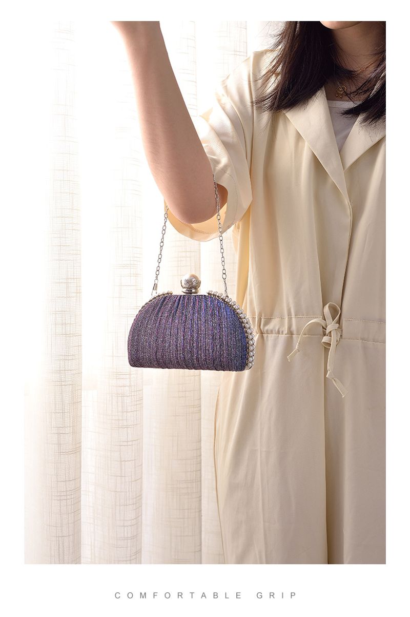 Nuova borsa a mano versatile di alta qualità con pieghe nere da sera e da sera, con perle, da sera_voghion.com
