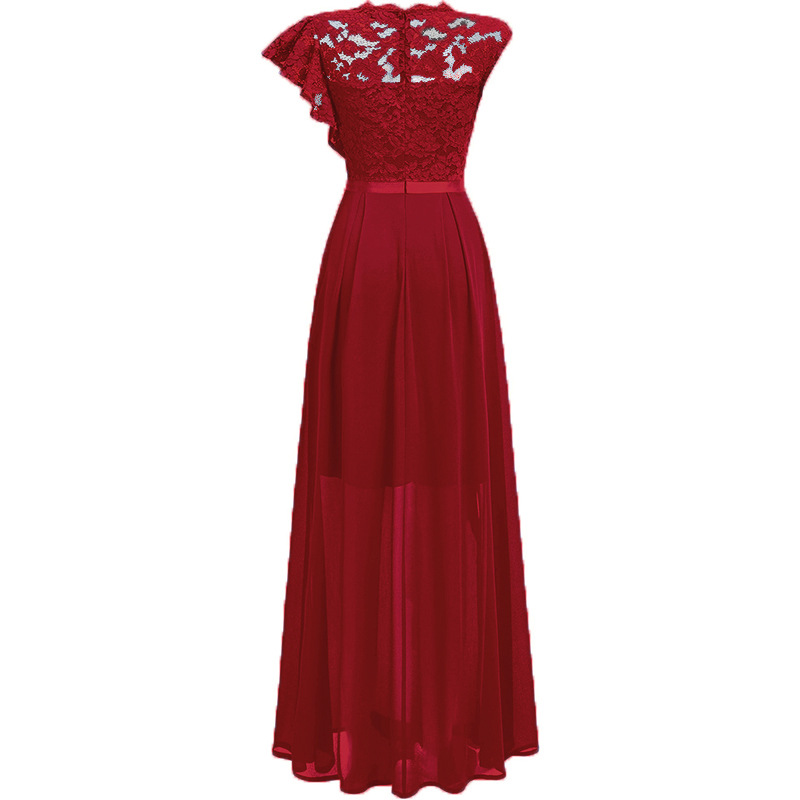 Europäischer und amerikanischer heißer Stil, Abendkleid, Spitzenstil, hoher Taille, langer Rock_voghion.com