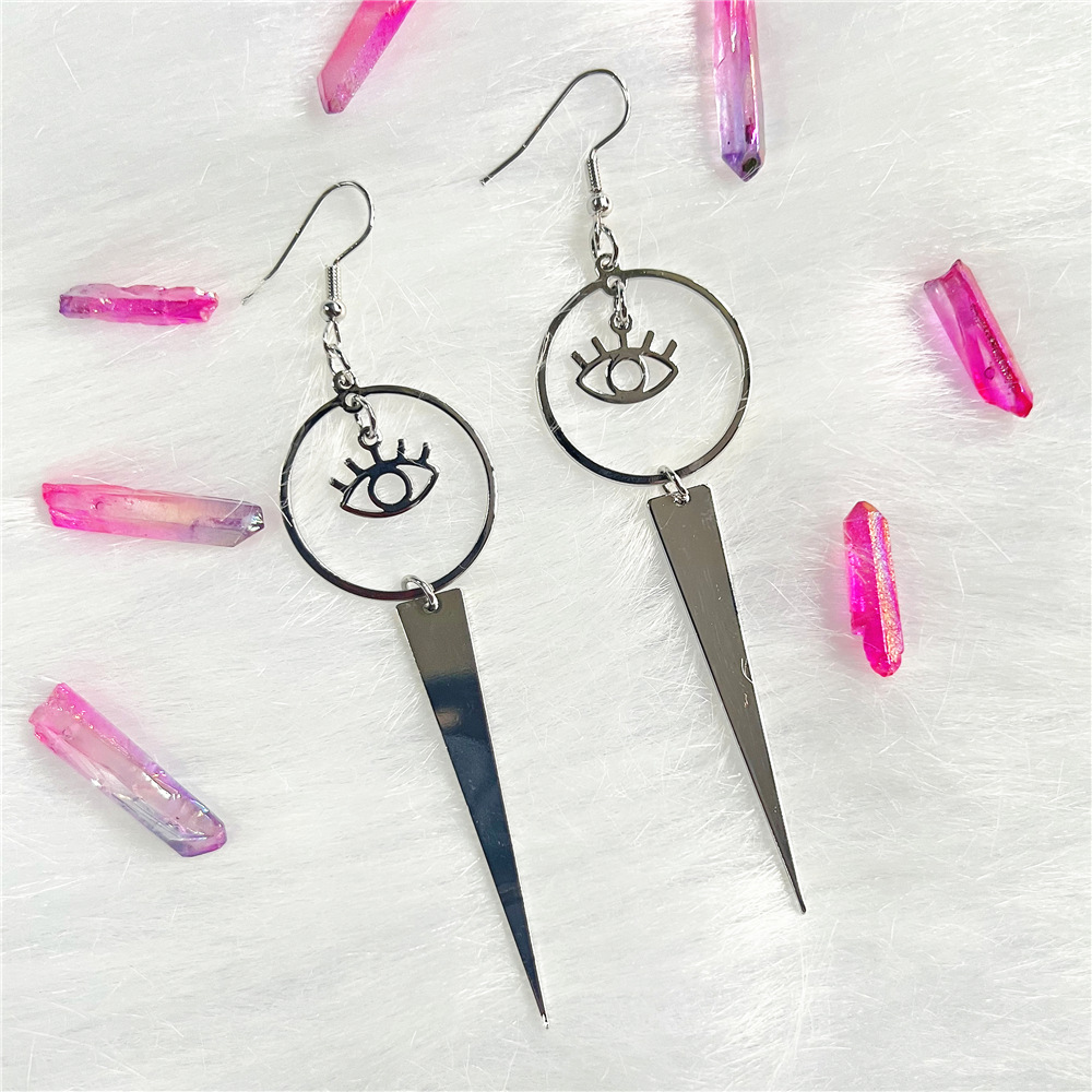 Bijoux et accessoires Boucles d'oreilles pendantes en forme de cône et de mauvais œil Bijoux de vacances géométriques minimalistes_voghion.com