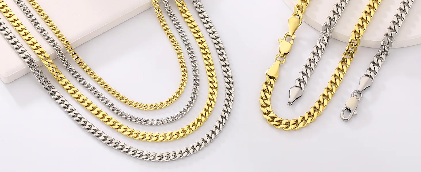 KRKC all'ingrosso 3mm 4mm 5mm 6mm 8mm 14k placcato oro in acciaio inossidabile Miami cubano maglia collana chiusura a moschettone catene da uomo_voghion.com