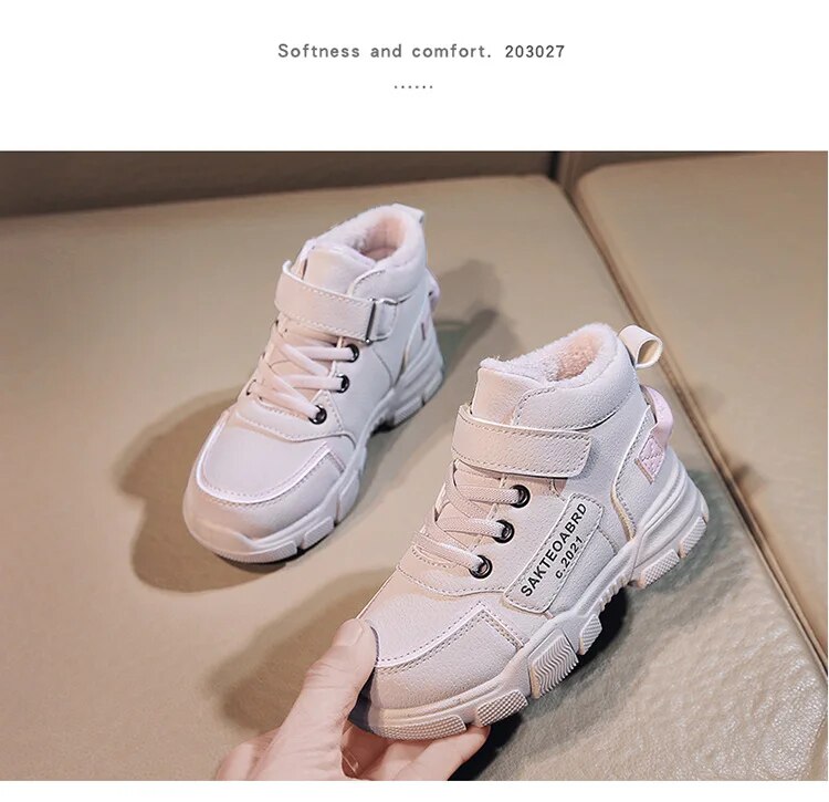 Winter Children's Boys Plus Cashmere Thicken Warm Snow Girls Non-slip Outdoor Martin Boots Student Shoes Hiking Shoe_voghion.com