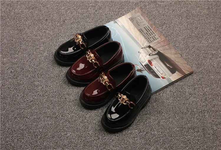 Mocassini da infilare in pelle verniciata per bambini, stile britannico, per bambine e ragazzi, taglie di scarpe da esibizione per studenti_voghion.com