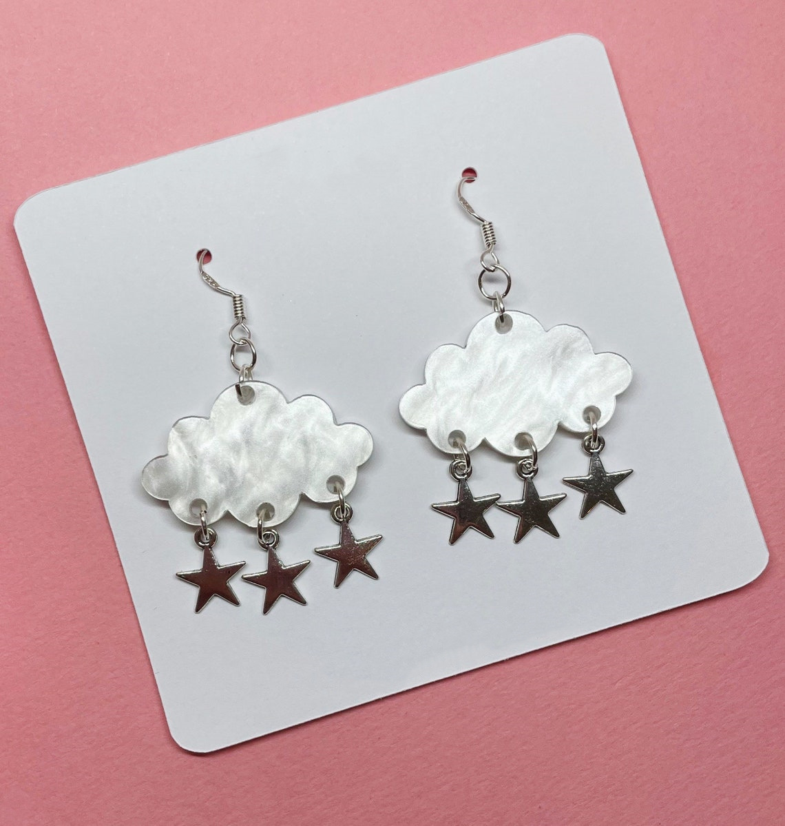 Earrings hot sale white cloud earrings raindrop-shaped crystal and five-pointed star pendant decoration exquisite jewelry_voghion.com